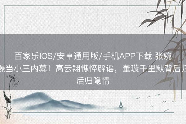 百家樂IOS/安卓通用版/手機APP下載 張婉婷自曝當小三內幕！高云翔憔悴辟謠，董璇千里默背后歸隱情
