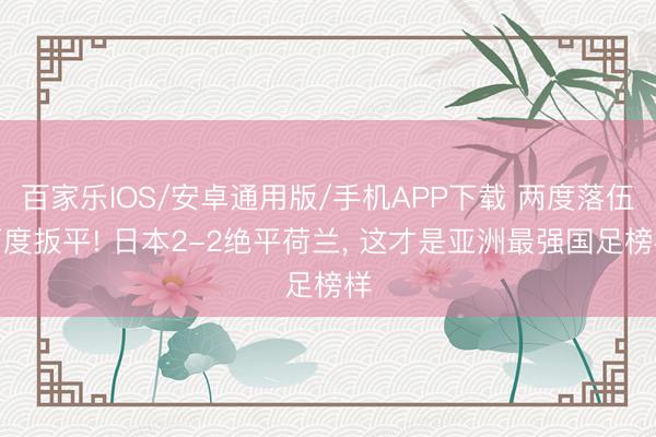 百家樂IOS/安卓通用版/手機APP下載 兩度落伍兩度扳平! 日本2-2絕平荷蘭, 這才是亞洲最強國足榜樣
